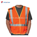 Venta al por mayor de alta visibilidad chaleco de seguridad de color naranja amarillo chaleco de bolsillo Hi-Vis ropa de trabajo con X-Back cintas reflectantes delante cremallera